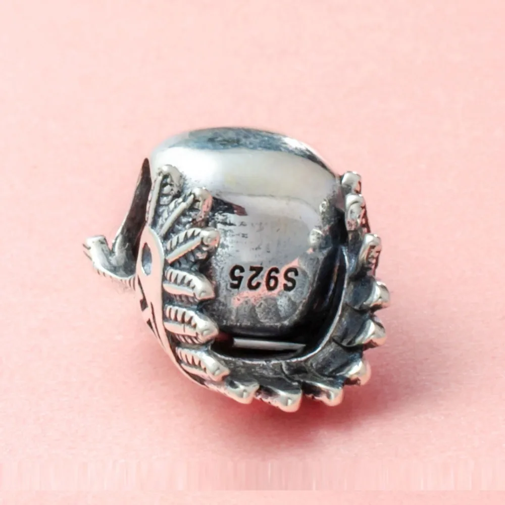 Аутентичные 925 пробы серебряные бусины подвеска с черепом DIY Изготовление