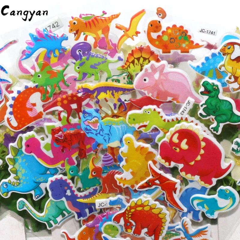 10 шт. детские игрушки анимированные наклейки в виде динозавра 3D пузырьков