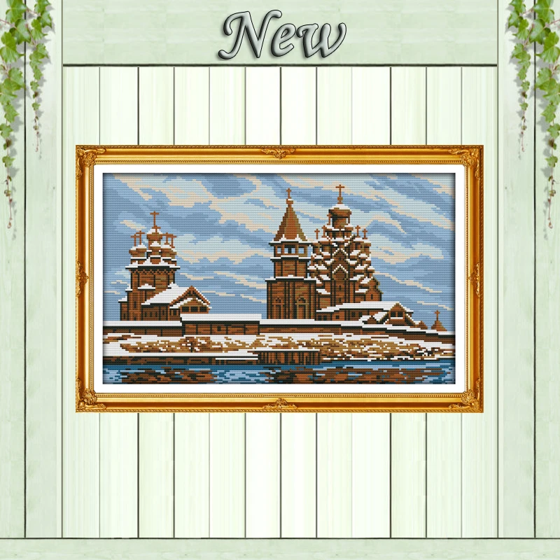 Заснеженный пейзаж счетный напечатаны на холсте DMC 11CT 14CT Вышивка крестом наборы