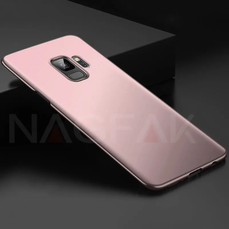 Розовый Роскошный Матовый Жесткий чехол для телефона NAGFAK для samsung Galaxy S9 S9Plus S8 S8Plus S7 S6 Edge, Ультратонкий Пластиковый чехол для телефона из поликарбоната - Цвет: Розовый
