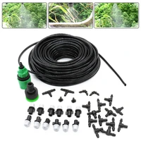 1 kit fog watering irrigation system portable misting cooling automatic water nozzle 10m pvc hose spray head 47mm tee connecter