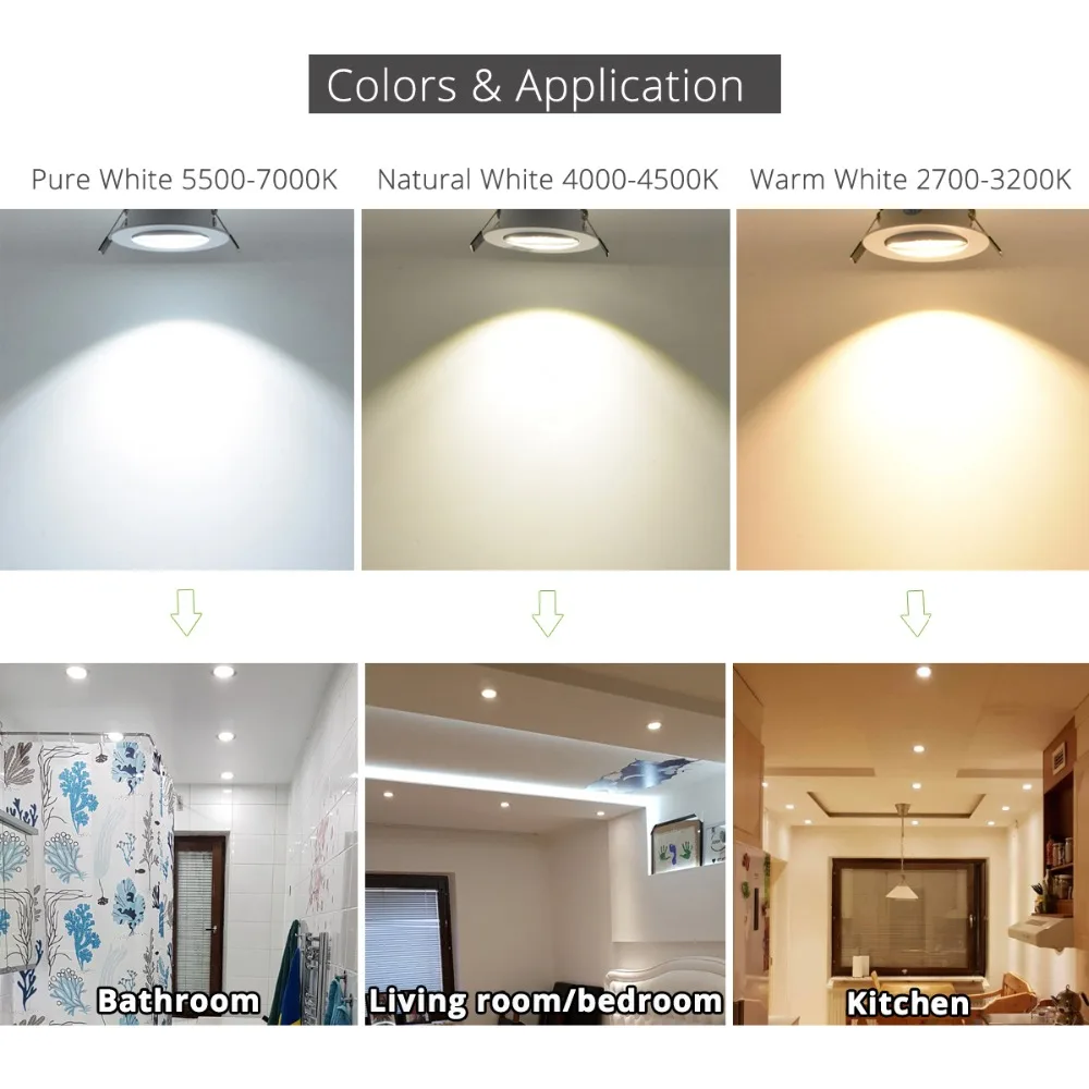 Downlight LED residencial regulable, 1W, 3W, 4W, 5W, 7W, blanco puro cálido, 110V, 220V, foco LED para lámpara empotrable, iluminación interior