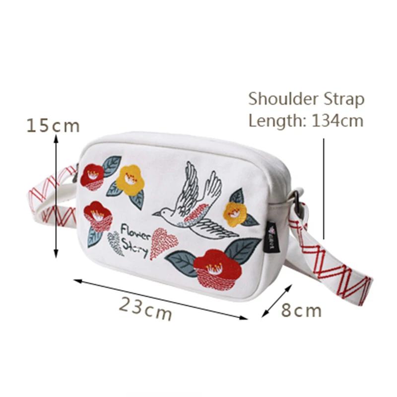 

Flower Princess Canvas Embroidery Women Messenger Bags Handbags Ladies Teenage Girls Crossbody Bag Bolsos Mujer Bolsa Feminina