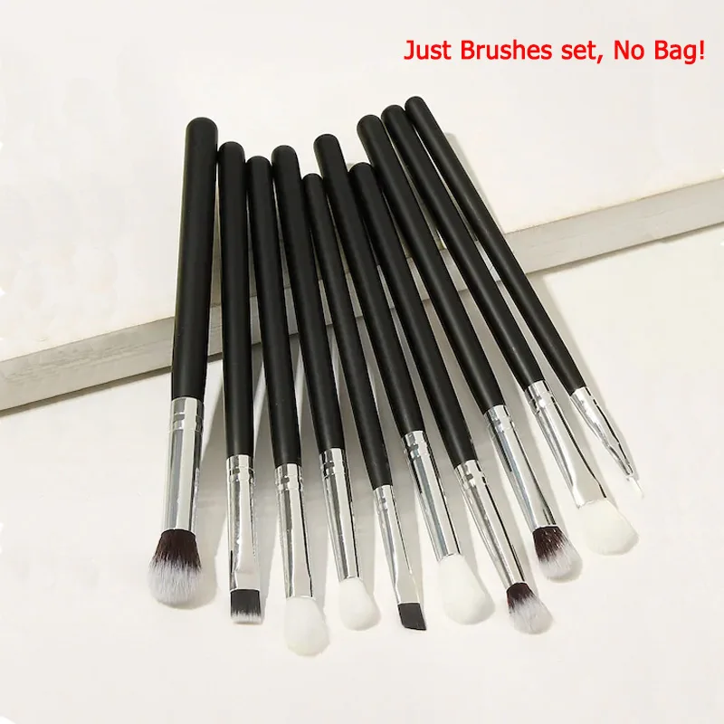 10pcs Black no Bag RANCAI Профессиональный 10/15 шт черный набор кистей для макияжа классический Мощность Кисть для макияжа и Красота Инструменты Кисти для макияжа, мягкие синтетические волоски, кисть с кожаный чехол - Handle Color: 10pcs Black no Bag