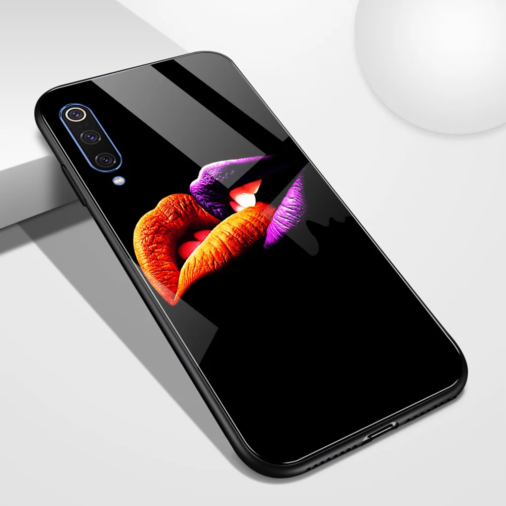 Чехол для Redmi K20 стеклянная задняя крышка redmi note 7 чехол с поцелуями и губами Xiaomi mi 5