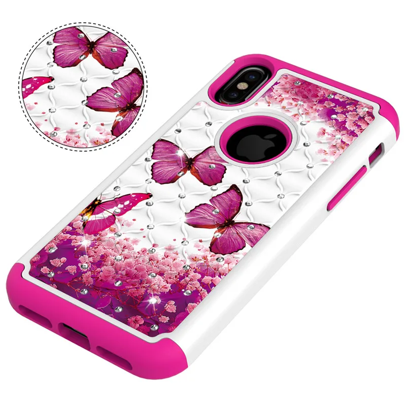 ZEALLION для Apple iPhone 6 6s 7 8 Plus X XR XS Max Блестящий Алмазный Гибридный ПК и Силиконовый