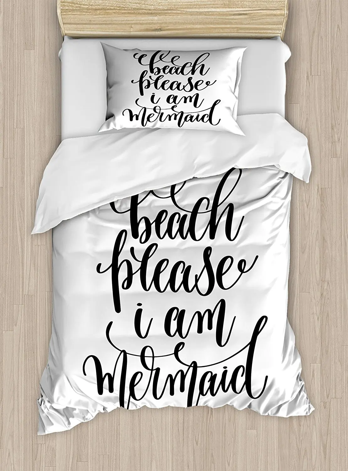 Комплект постельного белья из 4 предметов с рисунком русалки и