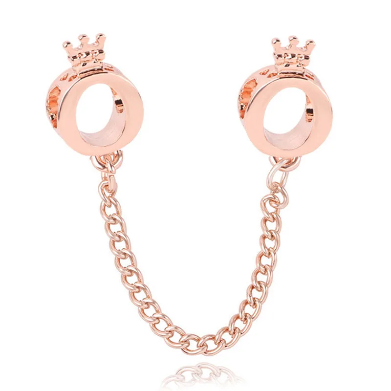 rose o crown Новинка, модный серебряный, розовый, золотой, Микки, Минни, Бабочка, безопасная цепочка, талисманы, подходят к оригиналу Pandora, браслет из бисера для женщин, Шарм - Цвет: rose o crown
