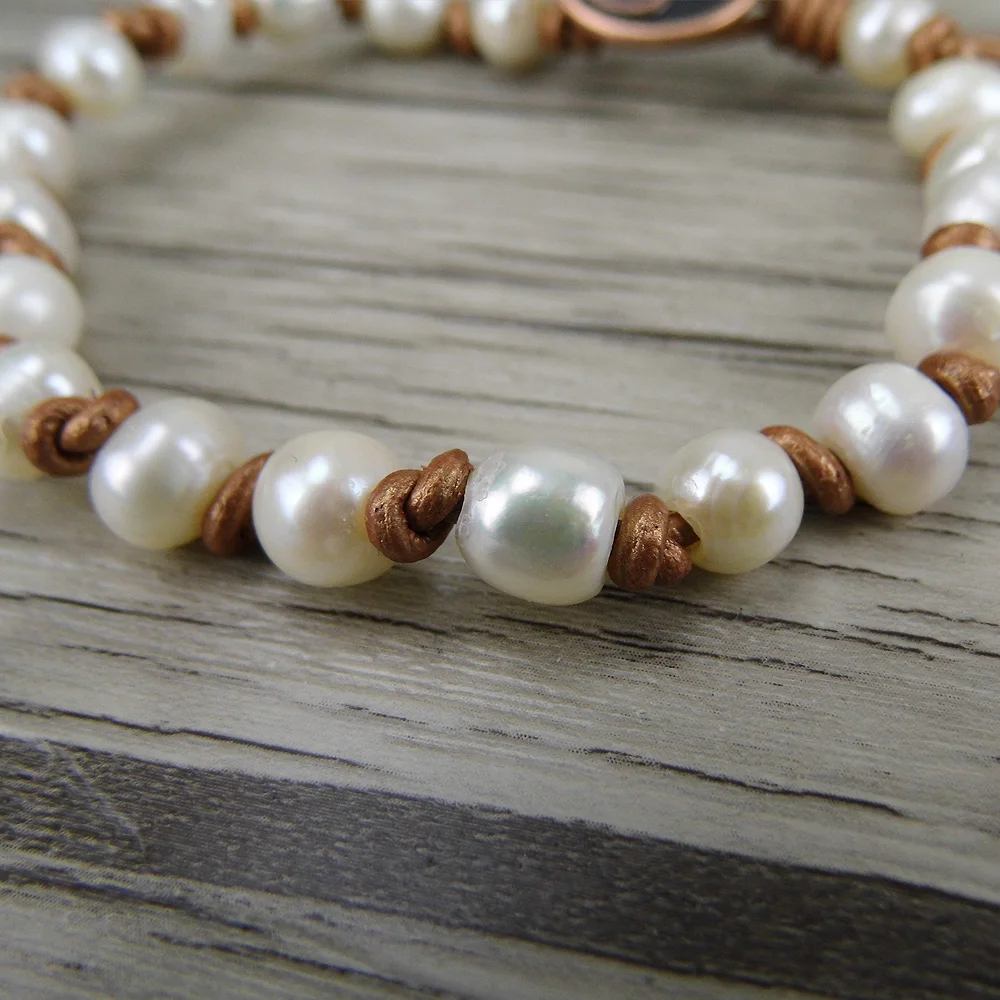 Женский кожаный браслет с жемчугом|wrap bracelet|real pearl braceletbracelet |