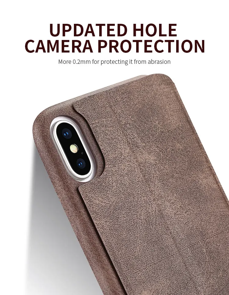 Винтажный кожаный флип-чехол X-Level для телефона iPhone X чехол XS Ультратонкий