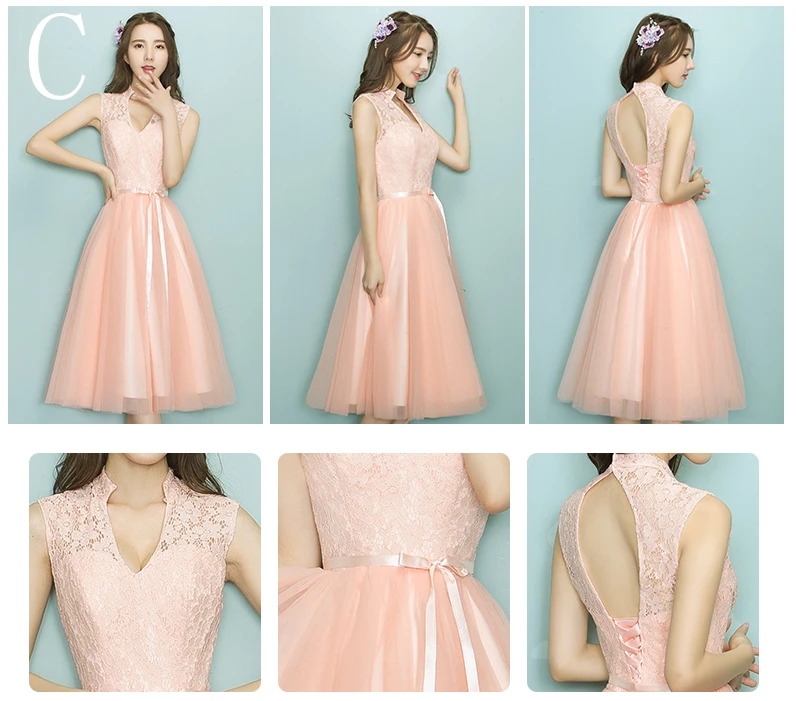 Robe de soiree vestido renda вечерние платья новые особые случаи моды в женское платье для выпускного персикового цвета H4105