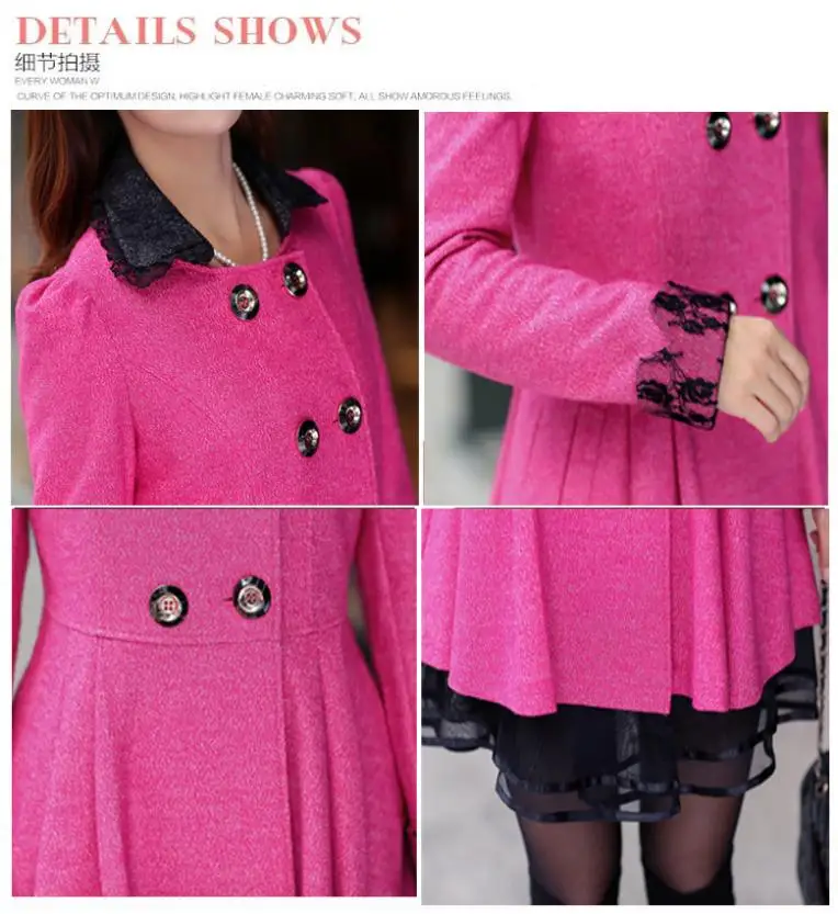 Plus Size XL-6xl (bust 132cm) New 2014 Winter wool woolen cloth coat extra large Korean version of slim women's coat free ship