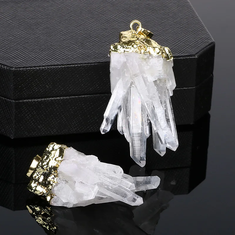 1 шт. позолоченный необработанный Кристалл аура кулон для женщин нерегулярный