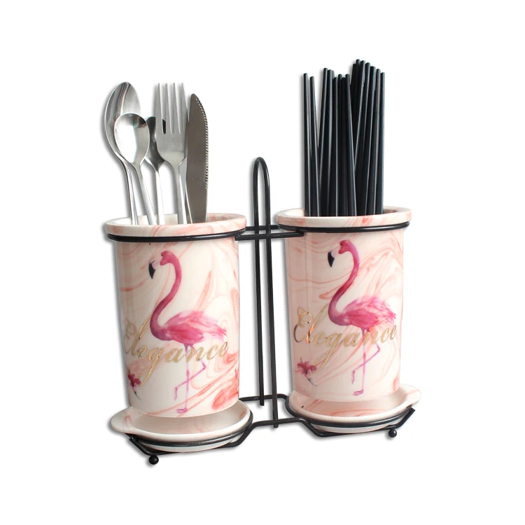 

Ceramics Household Chopsticks Rack Chopstick Tube Drain Chopsticks Cage Spoon Storage Rack Household Tableware Kitchen
