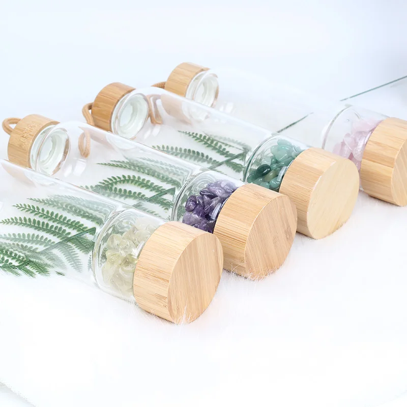 Бутылка для воды из натурального кварца с кристаллами стеклянная бутылка