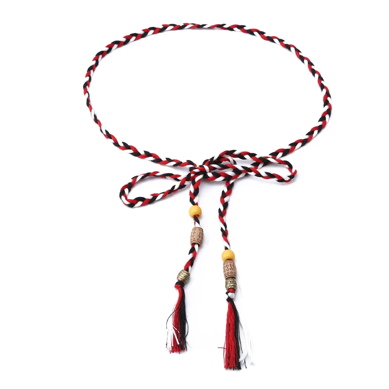 

Новинка, Женский вязаный Плетеный поясной ремень, Женский Универсальный декоративный поясной ремень с узлом и кисточками