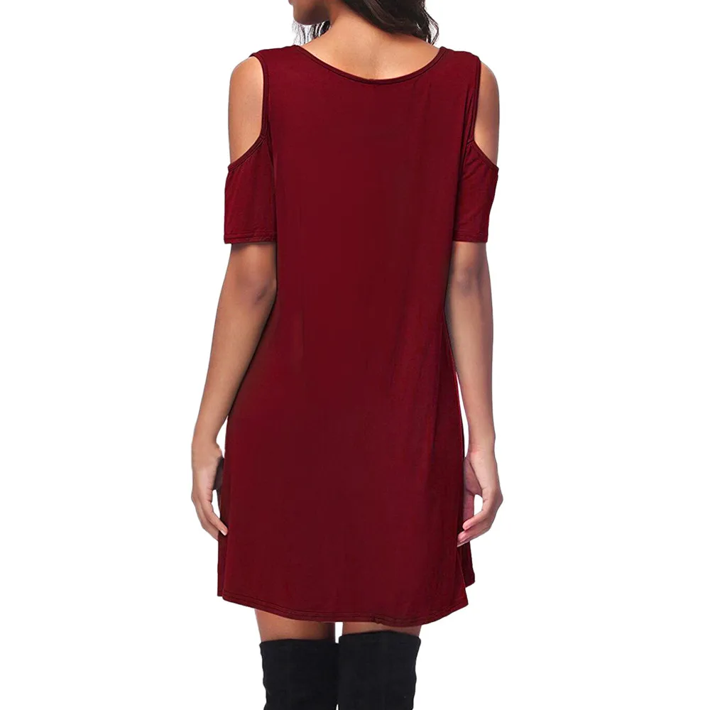 Женское платье летнее пляжное с открытыми плечами коротким рукавом