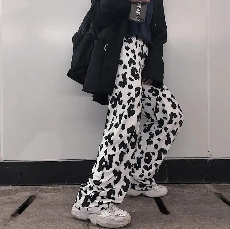 Винтажные свободные женские брюки Harajuku с эластичным поясом повседневные широкие