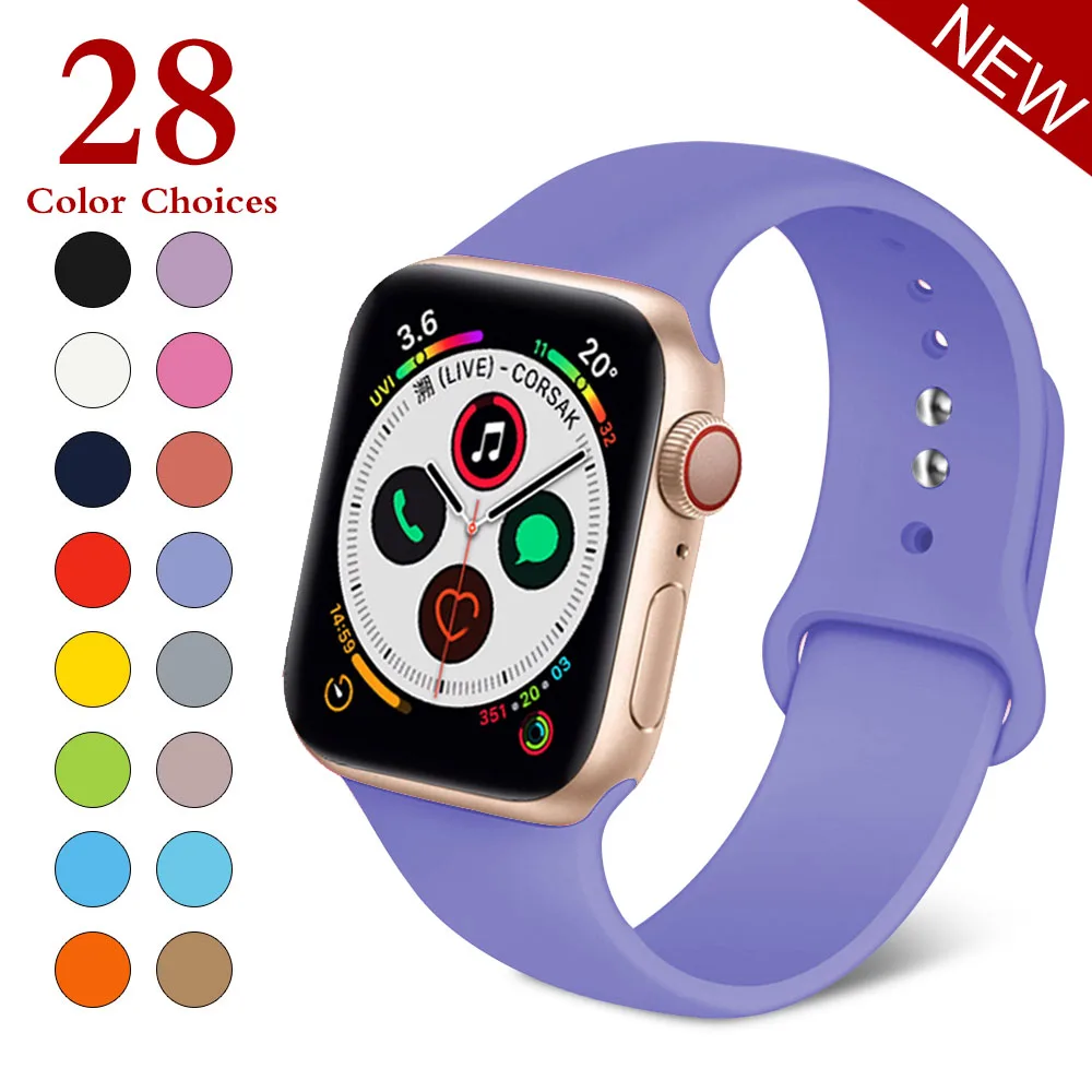 Спортивный мягкий силиконовый сменный ремешок 38 мм от mu sen для Apple Watch версии 1, 2, ремешок 42 мм на запястье, ремешок для iWatch Sport - Цвет ремешка: Purple