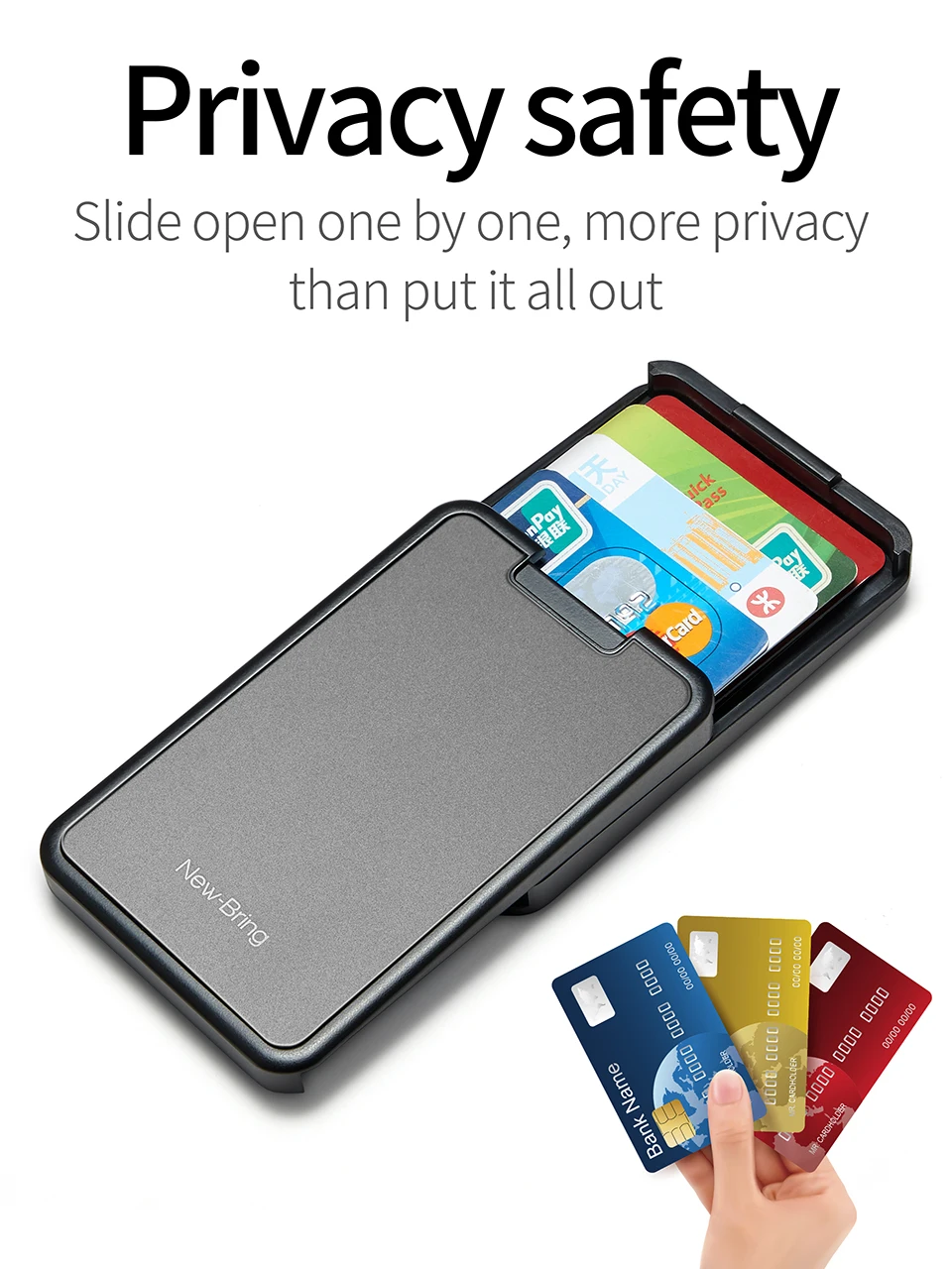 NewBring держатель для карт слайд кошелек RFID Блокировка металлический для мужчин женщин мужской женский чехол для карт кошелек