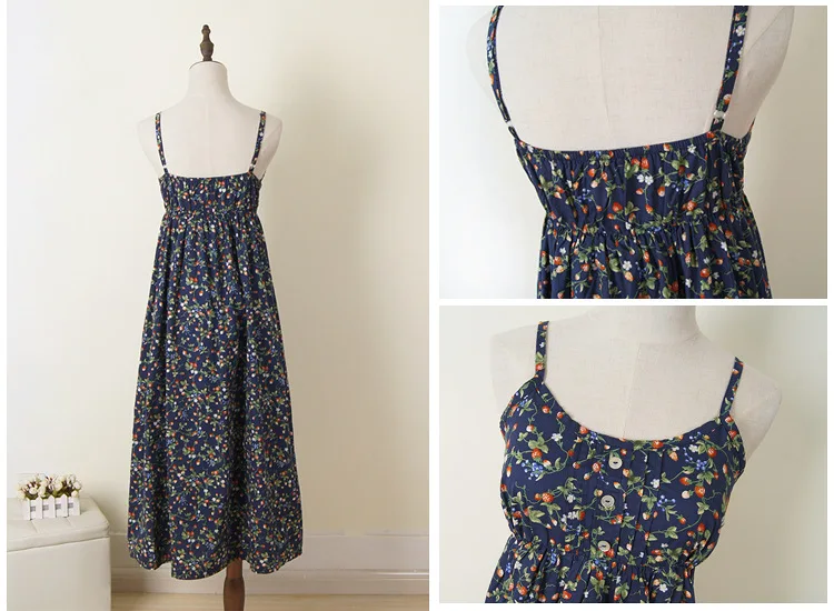 Летнее женское хлопковое длинное платье с открытой спиной и цветочным принтом