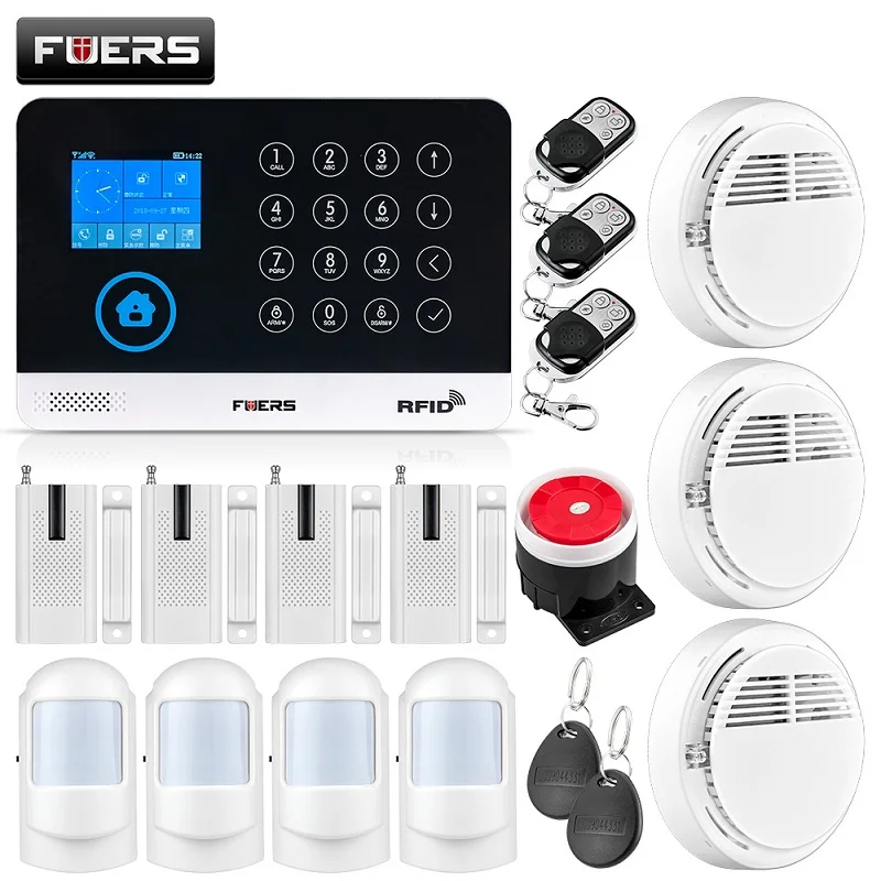 FUERS Новая домашняя охранная сигнализация wifi GSM сигнализация Беспроводная RFID движения PIR дверь датчик утечки дыма воды ip-камера - Цвет: Kit3
