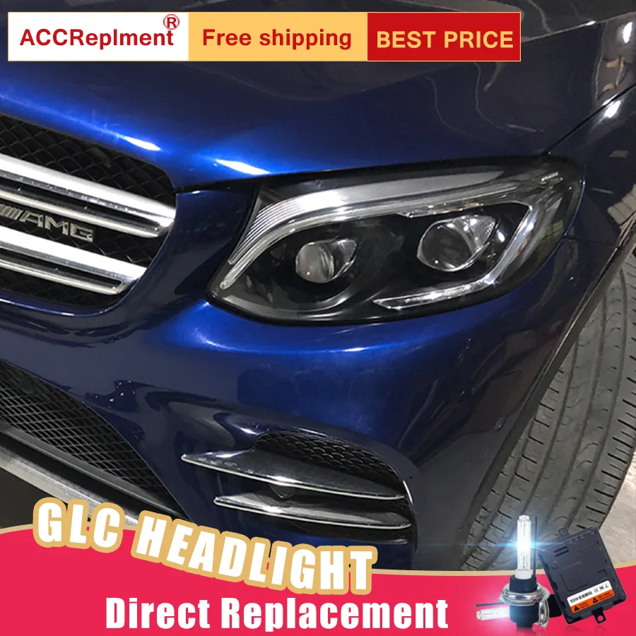 2Pcs LED Headlights For Benz AMG GLC 2017-2019 led car lights Angel eyes ALL KIT Fog Daytime Running Lights | Автомобили и