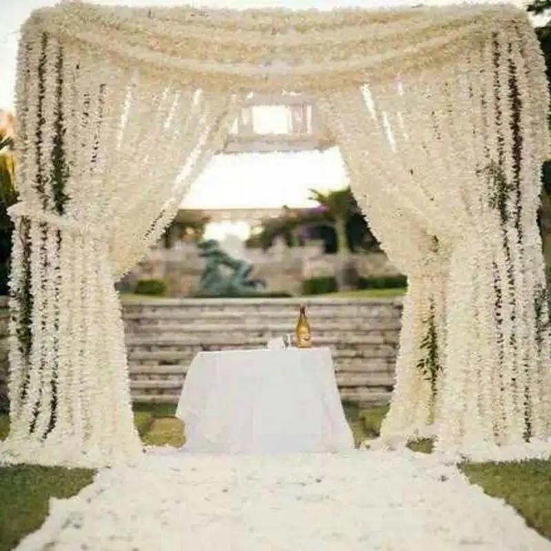 Beste 100 Stks/partij Elegante Witte Orchidee Wisteria Wijnstokken 79 Inches Lange Zijde Kunstmatige Bloem Kransen Voor Wedding Party Decoraties