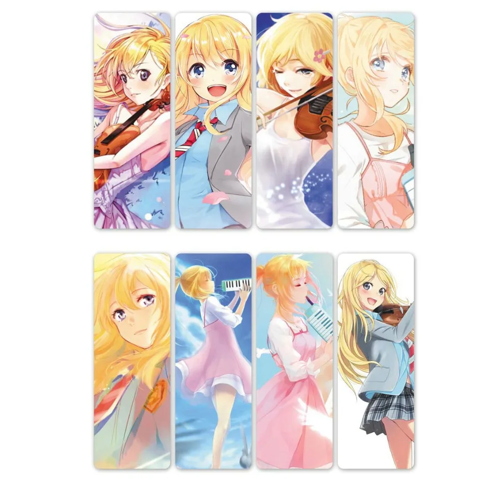 8 шт. аниме закладки Your Lie в апреле водонепроницаемые прозрачные пластиковые из