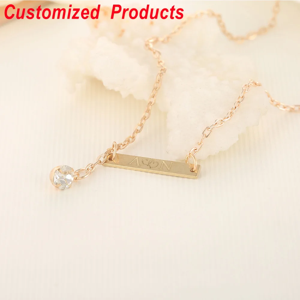 Золото Цепочки и ожерелья буквы пользовательское имя Ожерелья сплав