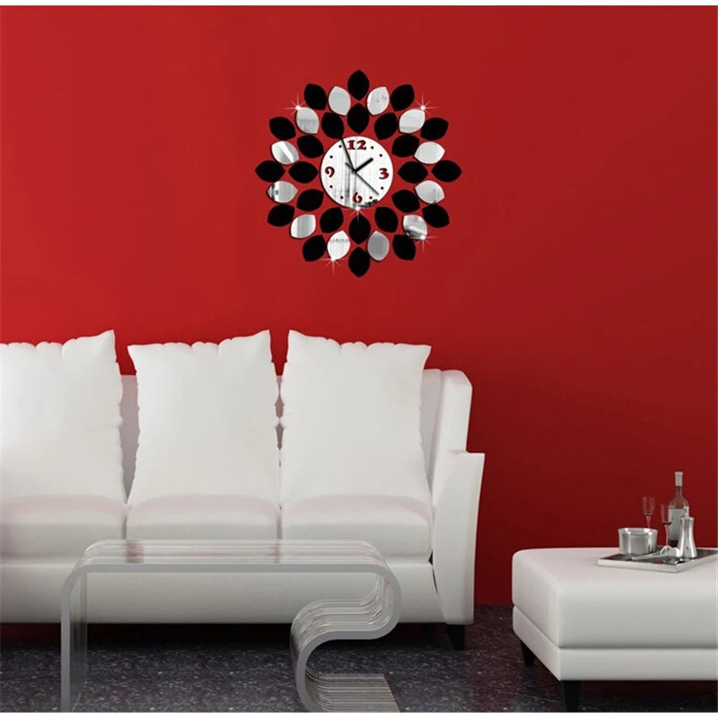 Комбинированные цветные зеркальные настенные часы фоновые ТВ наклейки