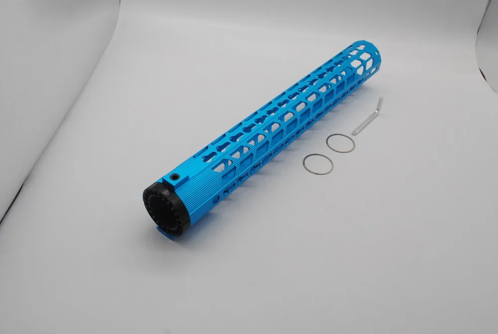 

TriRock 15" inch 7.62 /308 Ultra Light Blue Anodized Keymod Free Float Handguard 18 TPI 16 TPI LR-308 / AR-10