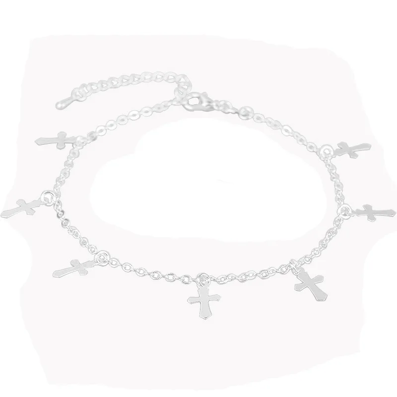 925 Серебряный Женский богемский крест браслет ножной женский энкельбандье
