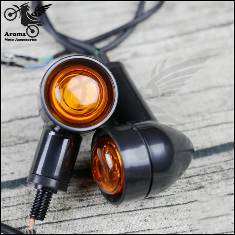 

top quality retro amber lighting black moto indicator flashing for harley softail sportster vintage motorcycle turn signal light