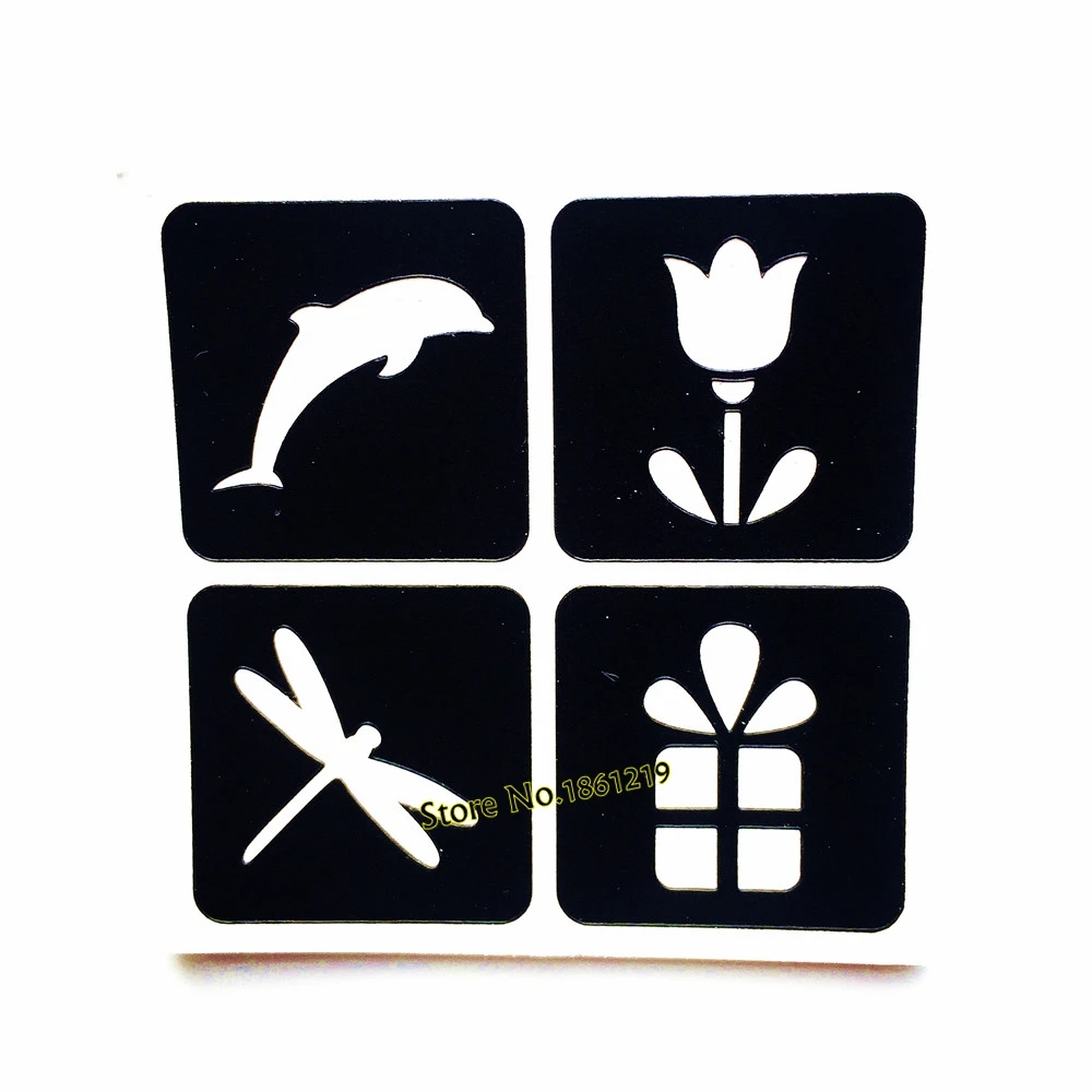 Трафарет для татуировок дельфина стрекоза цветок хны 1 шт. 4 стиля водостойкая