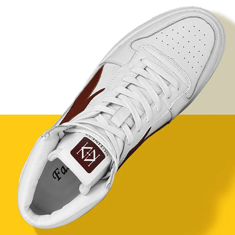 Для мужчин обувь из натуральной кожи кроссовки с высоким берцем модная мягкая