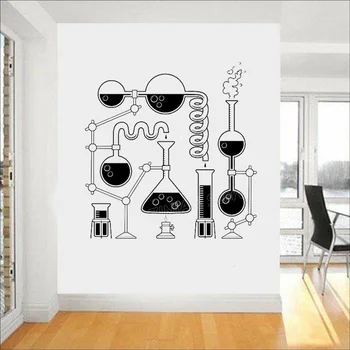 Science Beakers Wall Art Stickers for Bedroom Removable Funny Education Decals Scientist Chemistry Vinyl Decal Wallpaper Z997