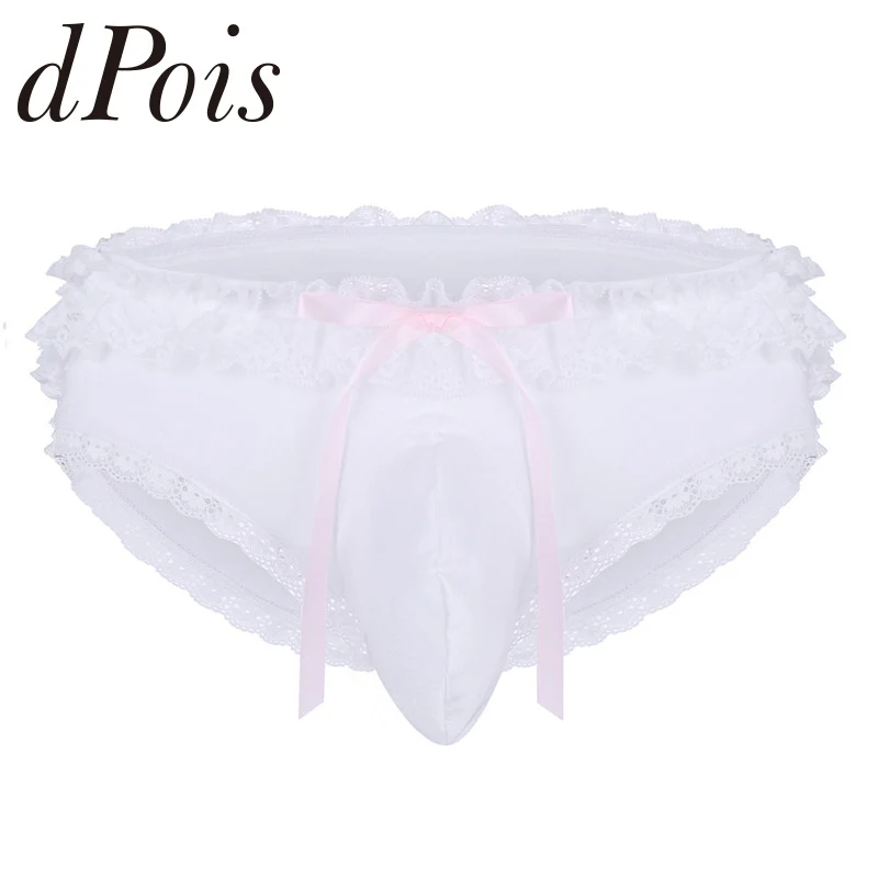 Мужское нижнее белье кружевные трусы бикини с рюшами Трусики аппликацией