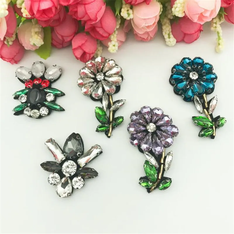 1 шт. стразы аппликация бусины цветочные нашивки для одежды шитья бисером детские