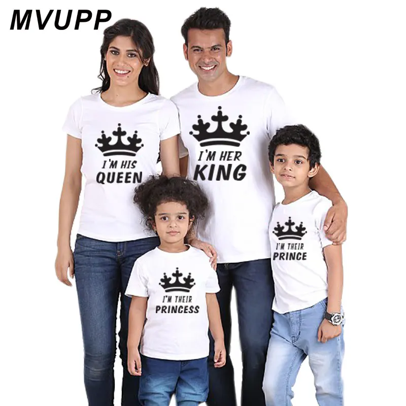 Наряды для малышей с надписью his her king queen prince подходящая одежда футболка семьи