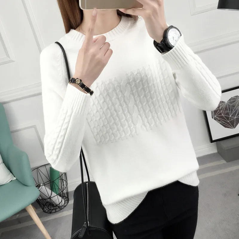 Autumn Winter Tops Women Sweaters And Pullovers Korean style Long sleeve Casual K Sweater Slim Knitted Jumper Black Knitwear | Женская