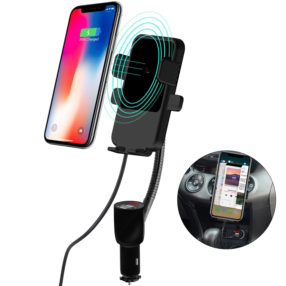 Прикуриватель двойной USB автомобильное крепление Qi Беспроводное зарядное
