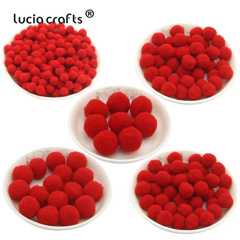 C3 Red Lucia crafts 30 г/лот смешанные 5 размеров смешанные помпоны мягкие помпоны для самостоятельного пошива одежды Свадебные детские игрушки аксессуары J0706 - Цвет: C3 Red