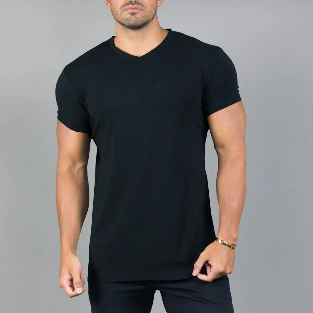 Мужские футболки с коротким рукавом спортивные Alphalete топы v-образным вырезом