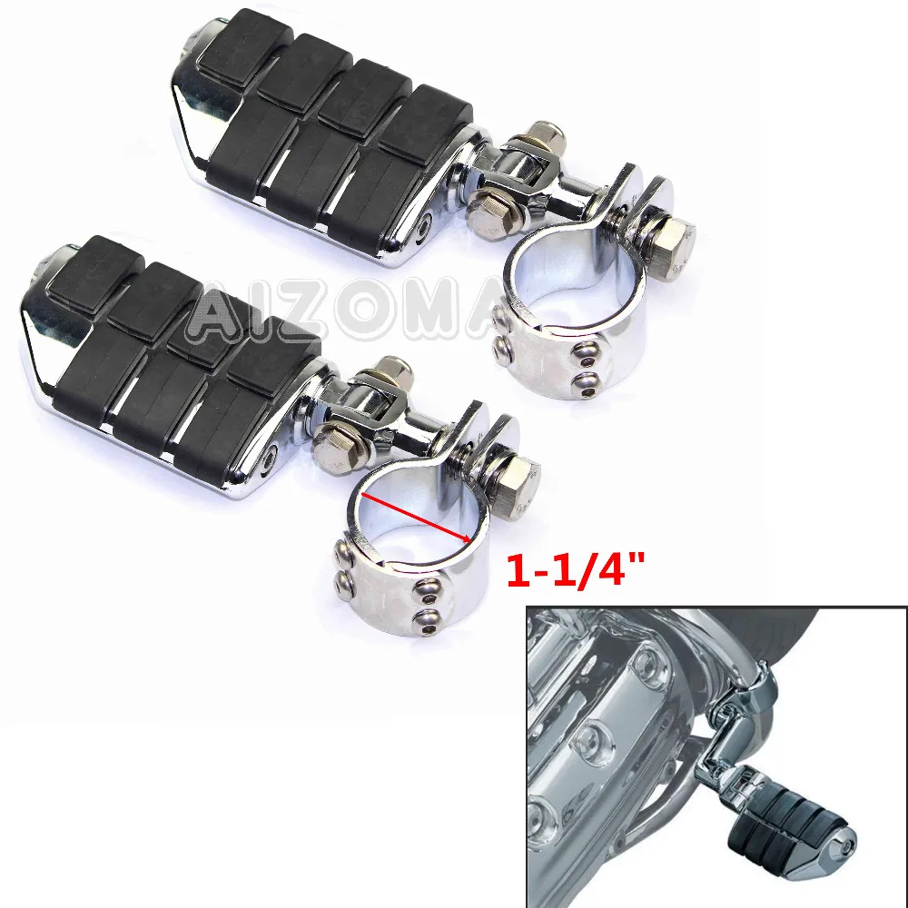

Chrome Motorcycle Footpeg 1-1/4" Highway Foot Pegs 1.25 inch Engine Guard Mounts Clamps Footrest for Honda Yamaha Harley Suzuki