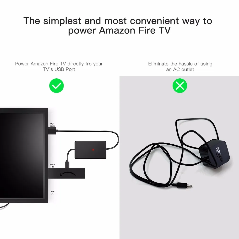 Myriann новый для Amazon Fire tv USB кабель питания не нужен адаптера переменного