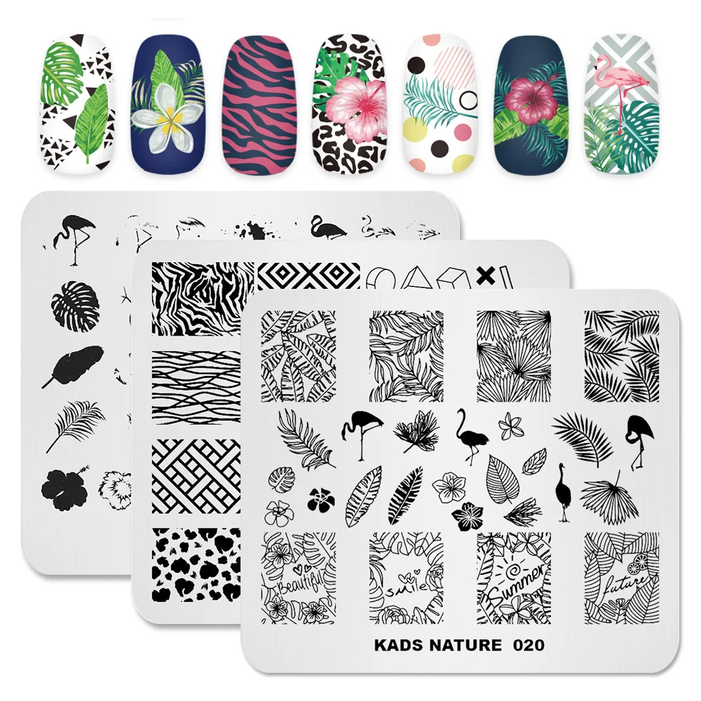 Новые пластинки для ногтей штамповки 34 дизайна штамповка фламинго летняя мода