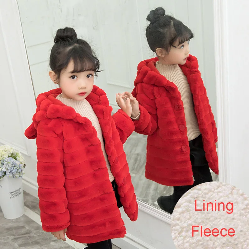 Fleece red Куртки для девочек, коллекция года, осенне-зимняя верхняя одежда для детей пальто-кардиган для девочек детская одежда Повседневная Длинная куртка пальто для девочек ростом от 120 до 160 см - Цвет: Fleece red