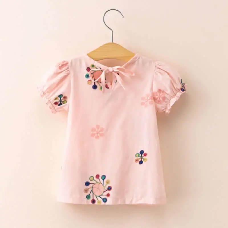 Детская одежда 2019 летние блузки верхняя без подкладки с вышивкой коротким