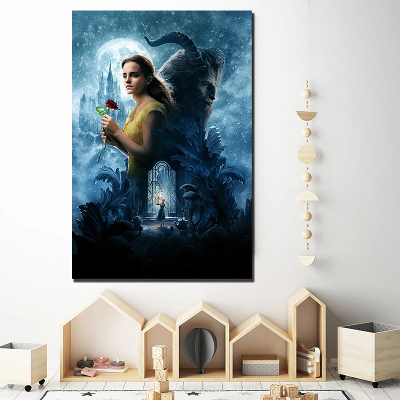 Beauty And The Beast Classic Movie Cover Artwork Poster Paintings On Canvas Modern Art Decorative Wall Pictures Home Decoration | Дом и сад
